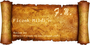 Ficzek Milán névjegykártya